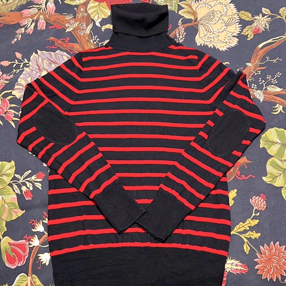 J CREW:  Striped Elbow-patch Sweater